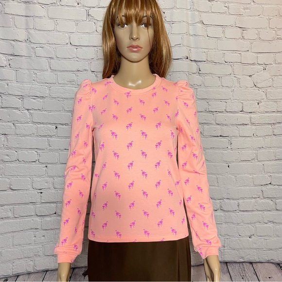 NWT New $108 Lilly Pulitzer Jansen Peach Flamingo Sweatshirt Size XXS - Picture 3 of 14